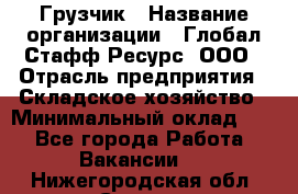 Грузчик › Название организации ­ Глобал Стафф Ресурс, ООО › Отрасль предприятия ­ Складское хозяйство › Минимальный оклад ­ 1 - Все города Работа » Вакансии   . Нижегородская обл.,Саров г.